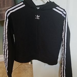 Adidas black crop hoodie